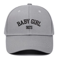 Light gray cotton baseball cap with BABY GIRL 90'S black embroidery and curved brim - Adjustable / Light Gray