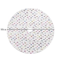 White 90cm plush Christmas tree skirt with colorful hot-stamped tree pattern print - Diameter 90CM