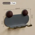 Cartoon wall hook in gunmetal grey finish with dark wood spheres and 3 metal hangers - Double Hook / Gunmetal