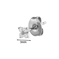 3mm G23 Titanium flower labret stud with silver finish and clear zirconia crystals - Silver Small 3mm Ear Needle