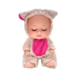 Reborn baby sleeping doll in a plush white and pink animal onesie with bear ears - B4 Sheep