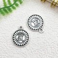 Colgantes redondos símbolo Om en plata antigua para creación joyas DIY set de 2 - Símbolo de Yoga Om (12x15.5mm)