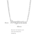 Silver Sagittarius zodiac necklace in 316 stainless steel with product dimensions - Sagittarius / Steel