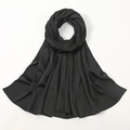 Elegant solid black faux silk hijab shawl with a smooth satin sheen for women - Black