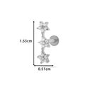 Silver stainless steel labret stud featuring a curved triple flower zircon cluster design - Triple Flower Link Style (0167-11#) / Silver