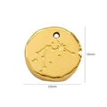 Ciondolo Acquario 10mm placcato oro 14k con finitura martellata e misura indicata - Acquario