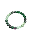 Adjustable beaded tiger eye bracelet featuring colorful green natural stone beads - Green