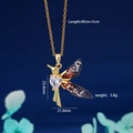Collana colibrì colorata con ali viola e catena dorata da 40+5 cm per donna - Uccello Multicolore 1020 (Viola Scuro)