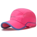 Rosarote schnelltrocknende Outdoor-Sonnenkappe mit Mesh-Gewebe und marineblauem Rand - Verstellbar / Rosarot Königsblauer Rand