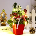 Mini-Weihnachtsbaum im roten Topf mit LED-Lichtern und festlichem Schmuck - 30cm Weihnachtsbaum mit Licht