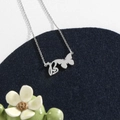 Polished silver stainless steel necklace with butterfly and letter B heart pendant - Silver B