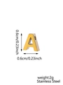Detail view of 0.6cm gold stainless steel letter A pendant with dimensions and weight info - Letter-A / Gold