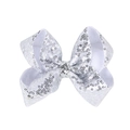 5-inch white hair clip with sparkling silver sequins for girls and kids fashion - Silver