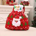 Christmas gift bag with Santa Claus plush design, red knit fabric and festive patterns - Christmas Golden Velvet Drawstring Bag [Red Santa]