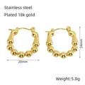 Unregelmäßige Bambusknoten-Ohrringe aus 18K vergoldetem Edelstahl, 20mm Breite - 18k Vergoldeter Edelstahl / Gold Bambus/Perlen Stil (1315)