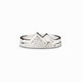 Dubbellaagse ring met zilveren bergmotiif en fonkelende zirkoon-inleg voor dames - US 6 / Witgoud