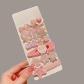 Sweet pink hair clip set with resin hearts, stars and flower designs for women - Pink Letter Star 7-piece Set