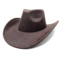 Cappello da cowboy western marrone classico con trama a serpente e tesa arrotolata in bianco - M(56-58cm) / caffè