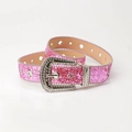 Cintura rosa con strass e fibbia argento scintillante per outfit denim alla moda - Rosa Rossa