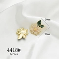 Macro detail of rose flower pendant with dimensions 20x28mm and weight 3g for DIY jewelry - 4418# Pink Flower with Green Leaf