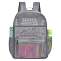 Grey mesh backpack with pink heart pattern and side pockets for beach travel - Below 20L / Gray