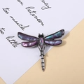 Dettaglio della spilla a libellula vintage con conchiglia abalone viola e metallo argento - Stile 8-Viola Cangiante