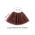 Coffee brown 3-layer tulle tutu skirt for girls with white star patterns - Coffee Tutu Skirt Kids