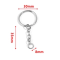 Porte-clés en acier inoxydable argenté avec anneau de 30mm et chaîne pour DIY - Anneau Rond 30mm + Chaîne Torsadée