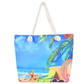Détails du sac de plage en toile avec imprimés d'étoiles de mer et anses en coton - Style 11