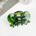 Elegant dark green bow-shaped acetate hair claw clip with a glossy finish for women - 6cm / Dark Green