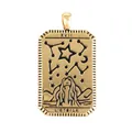 Golden Tarot card pendant XVII The Star with black enamel and zircon inlay - M078819-6