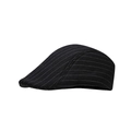 Classic British style black newsboy flat cap with white pinstripes for men and women - One Size / Black