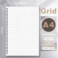 A4 size spiral notebook with white grid pages and silver double coil binding, 80 sheets PP cover - Plaid / A4 / Side-flip