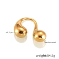 Bague ouverte double goutte d'eau en acier titane plaqué or, taille 1,7 cm - US 7 / Style Lisse Miroir / Doré