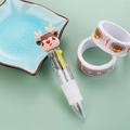 Mini Christmas ballpoint pen with cartoon reindeer topper and multi-color ink refills - Christmas Series 2-Reindeer