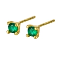 S925 sterling silver studs with gold plating and green zircon stones for women - Emerald Green Zirconia (May)