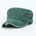 Vintage-grüne Baseballkappe aus gewaschener Baumwolle mit Stickerei und Distressed-Look - Armeegrün