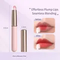 Mini ronde lippenpenseel in kersenbloesemroze met champagne goudkleurige tube en dop 9,5cm - Roze met deksel