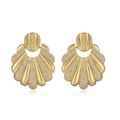 Boucles d'oreilles géométriques en forme d'éventail, plaquées or 18 carats avec zircons - Style Pavé en Forme d'Éventail