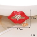 Red lip charm with heart crystal and KISS pendant for DIY jewelry accessories - D142 Heart Lips (Red)