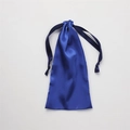 Elegant blue silk satin drawstring storage pouch with smooth ribbon closure for accessories - Sapphire Blue