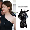 Detail of black ribbon with white floral embroidery and minimalist hair pin set - Hair Stick (Black)