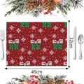 Detalle del mantel individual de punto navideño de 45x32cm con motivos de copos de nieve - Estilo 4