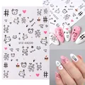 Pink and white cat bow heart nail stickers style STZ-CS230 with cute animal patterns - STZ-CS230 Cartoon Cat Dog