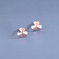 Pendientes de trébol en plata de ley 925 con acabado oro rosa y diseño minimalista - Trébol / Rosa oro