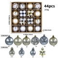 Set of 44 Christmas balls in silver and light gold with various textured finishes - 616-44 (Silver Gold Deer - 44pcs) / 3+6cm
