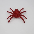 Rote Glitzerspinne als Halloween-Dekoration für Gruselparty und Spukhaus Deko - Rot