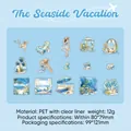 Seaside Vacation PET sticker set with 15 waterproof gold foil floral beach themed designs - Seaside Vacation