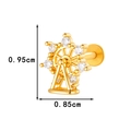 Golden Ferris wheel flat back stud earring with clear zircons for cartilage piercing - Ferris Wheel Style (0190-3#) / Gold