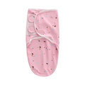 Pink newborn swaddle wrap with soft pattern, velcro closure and decorative ears detail - Pink Balloon Pattern Sleep Bag